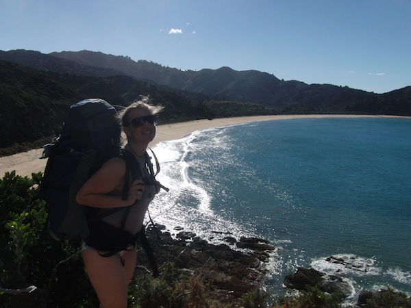 There goes a happy girl ... "Surviving" the otherwise placid Abel Tasman Coastal Trek after a big storm the night before, you come out stronger (and happier) after a real sense of adventure!