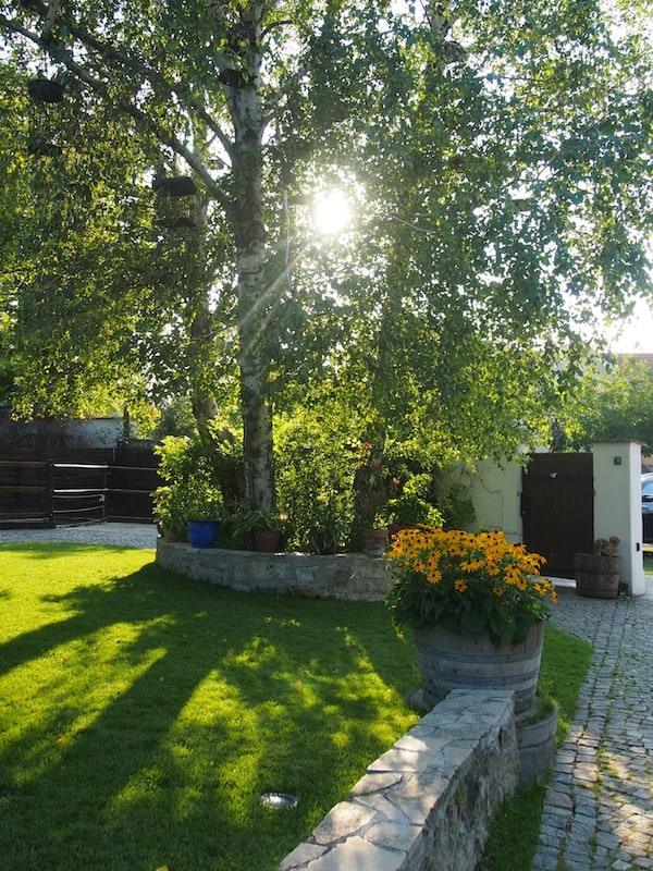 Willkommen, scheint dieser schöne Garten im Oleander Romantik-Heuriger in Trausdorf zu sagen!