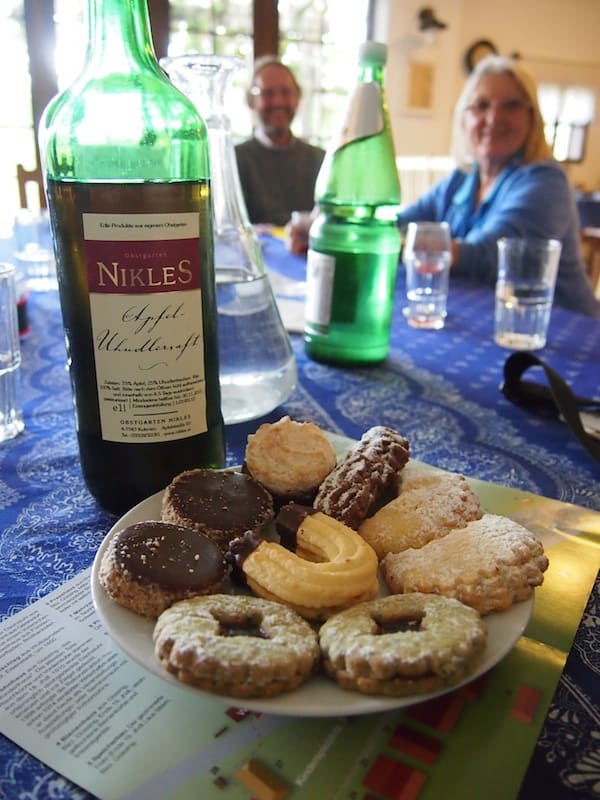 Of course, Eveline & her husband insist on treating us to local area delights, such as cookies and sweets (again!) as well as typical Uhudler juice & wine that is only to be found here in the Southern Burgenland. Thank you so much for all this hospitality here!