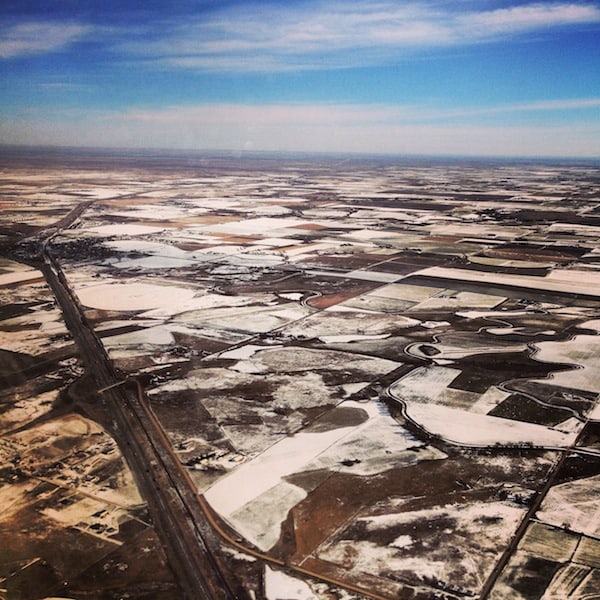 View upon the Central American Plains, as spotted from my airplane at Denver Airport, Colorado.