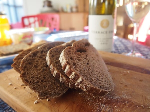 All this adventure makes me hungry ... fortunately for a world traveller from Austria, there is dark rye bread & wine waiting for us, essentially recreating "home away from home" !