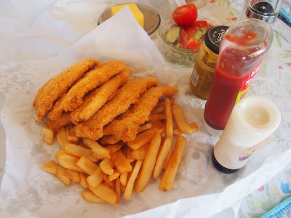 Sowie natürlich ... Fish'n'Chips, ein typisches Kiwi-Mahl am Ende eines langen Tages. Mahlzeit!