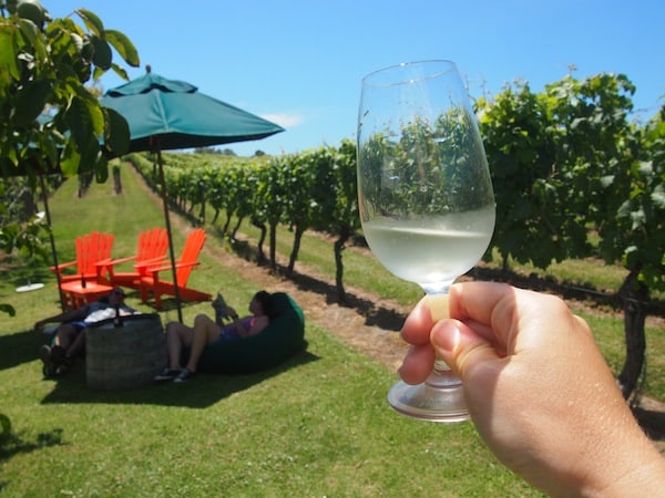 Cheers to their amazing vineyard setting with a glass of fresh 2014 Riesling …