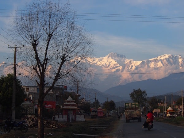 Driving into Pokhara, the "City of Seven Lakes" ...