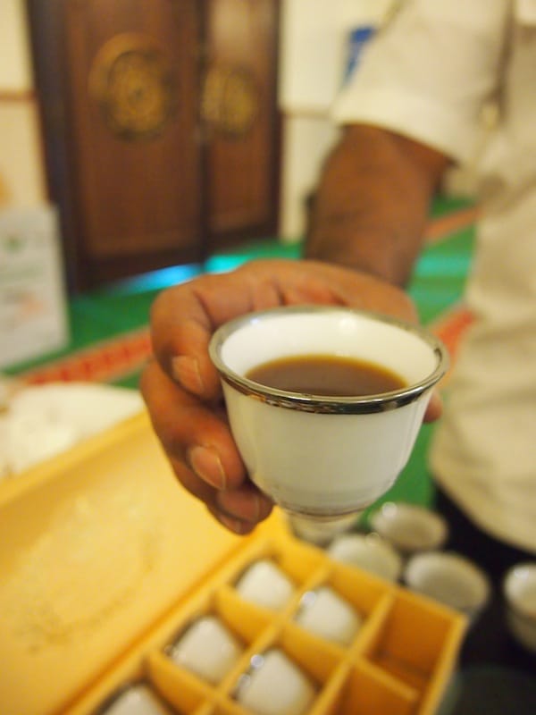 I like the way coffee is served here: Sweet and usually with a hint of saffron, cardamom and rosewater infusion .. delightful !!