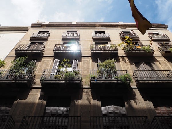 ... and light. Don't you just love the look up the streets of Barcelona?