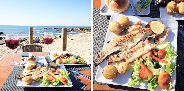 One of my favourite things - grilled seabass and sangria on the beach