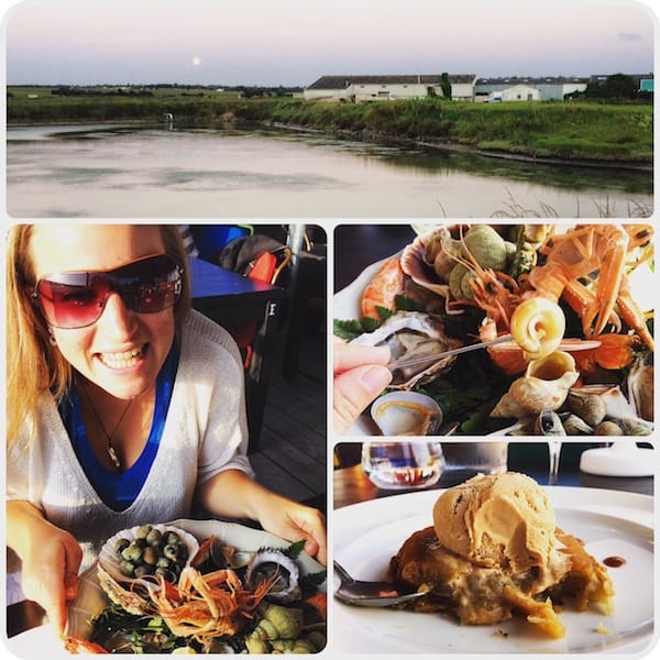 … deren Verkostung ich mir nicht zweimal sagen lasse: Mahlzeit beim Top-Restaurant "Coquillages & Crustacés" in La Rochelle !!