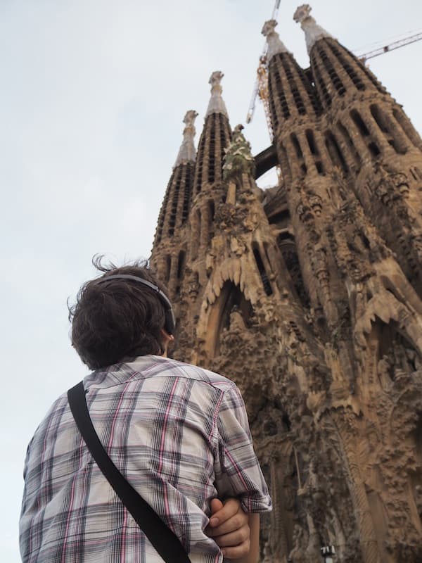 Looking up the world-famous towers of "La Sagrada Familia" in Barcelona is a moment of awe ...
