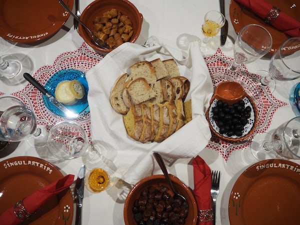 … as well as a selection of beautiful, home-made bread, olives, cheeses and chourico sausages ...