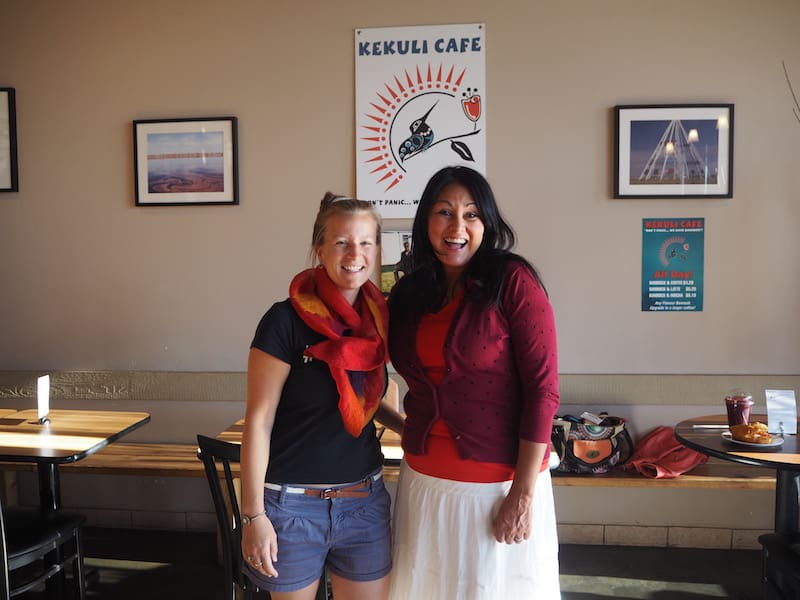 … if out for breakfast, head over to Kekuli First Nation café in Westbank either by car or bus: Been lovely to meet with you Sharon, and your "Breakfast Bannock" (traditional-style bread) is delicious!