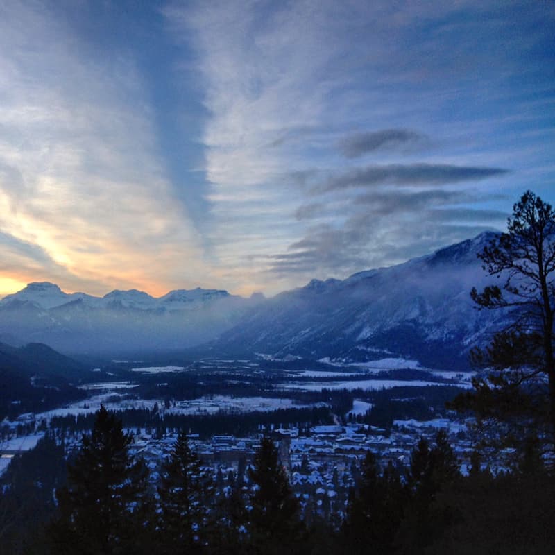 Hello, Banff: The view from up Tunnel Mountain is pretty spectacular, especially during this winter sunset ...