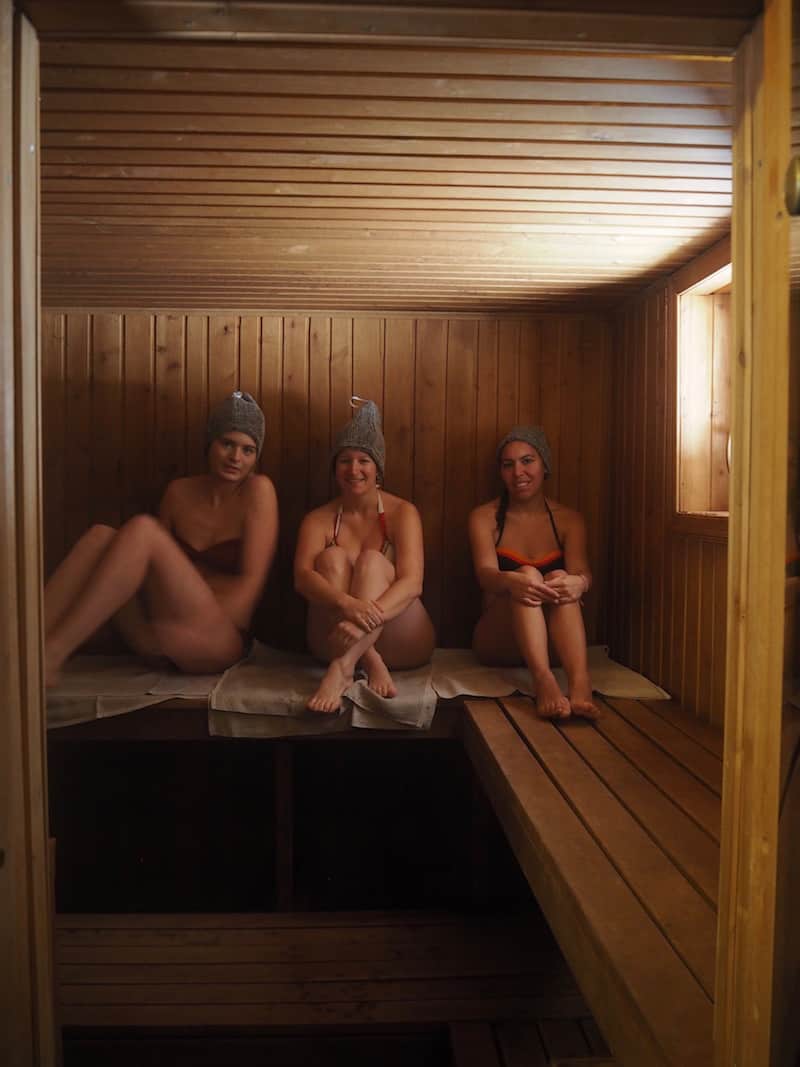 ... looking after the girls & me: Sauna in Latvia is split among men & women.