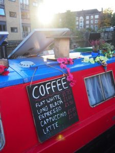 Why not have coffee on a house boat? Check: Atmosphere like in Amsterdam on a canal in Hackney!