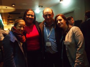 Warm hugs with Sarah and Terry Lee of LiveShareTravel and Andrea Anastasakis of DestinationEurope (from left to right)
