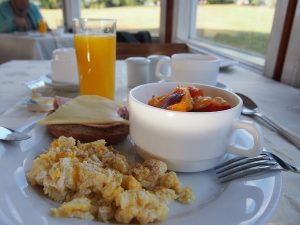 Before I start my day, I enjoy a lavish breakfast buffet at Hotel Las Torres with fresh fruit and eggs from their own organic veggie garden. YUM!