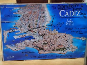 Cadiz selbst ist tatsächlich zum größten Teil vom Meer umgeben ... nur eine dünne Landzunge verbindet die Stadt mit dem Festland an der südwestlichsten Spitze Spaniens, nahe der Grenze zu Portugal.