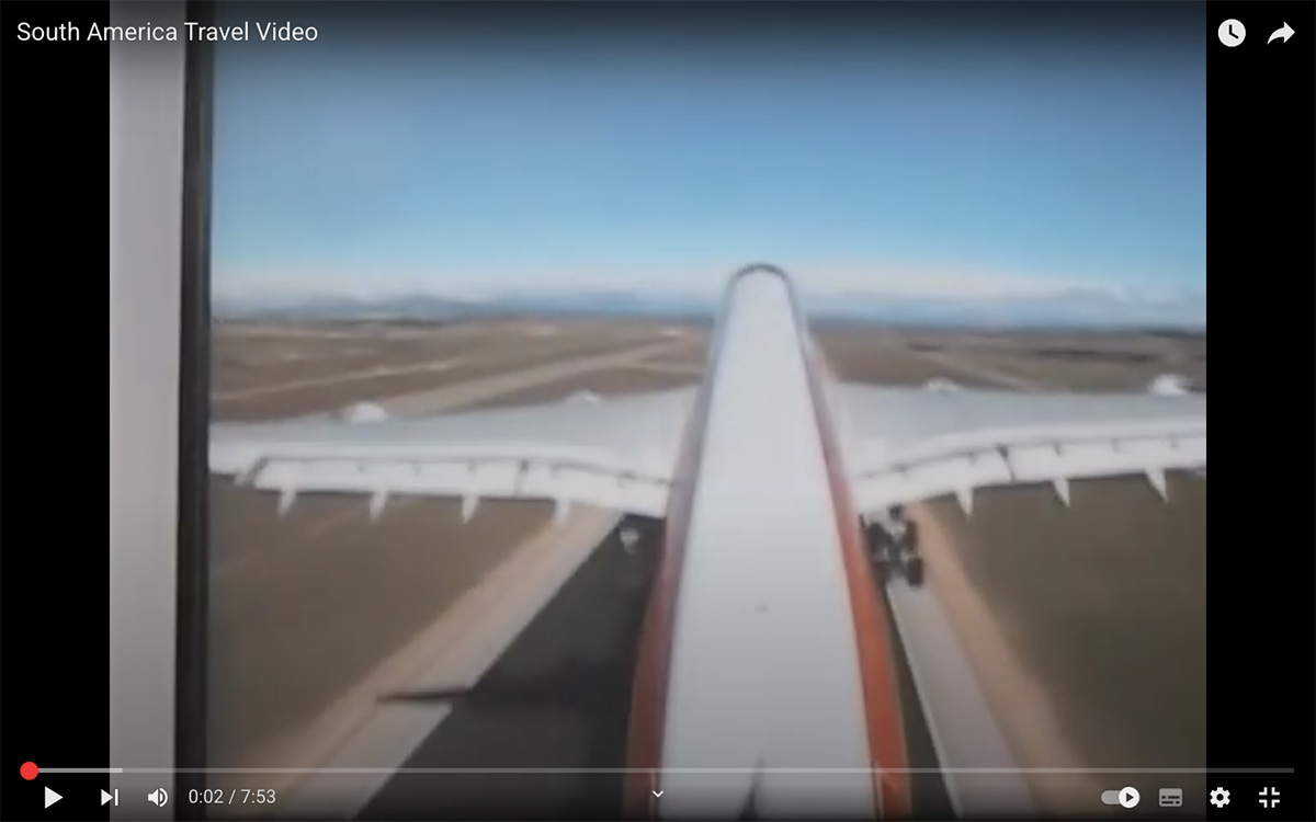 Ein Screenshot eines Youtube Videos mit dem Titel South America Travel Video.