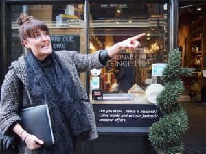 From past to present: Nicole is a storyteller of a kind and has lots of great maps and images to support her expert tales of London's East End. Pointing us in the right direction for more food on our way, we enter "The House of Androuet" cheese lover's paradise!