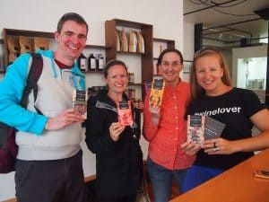 Spreading the love: Happy chocolate visitors at Wellington chocolate factory!
