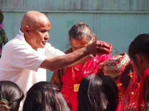 ... colour & tradition in my eyes: Here, the newly-weds receive their spiritual blessing by the priest as one of many rituals and ceremonies.