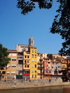 The city of Girona, located at the Onyar river, is well-known for its colour house facades right by the river Onyar ...
