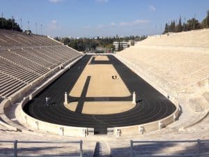 Das prächtige Olympia-Stadium in Athen, stammt in seiner "neuesten Fassung" aus dem Jahr 1896 - dem Geburtsjahr der modernen Olympischen Spiele.