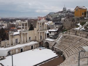 Der Blick über das alte Amphitheater Plovdiv's fasziniert ...