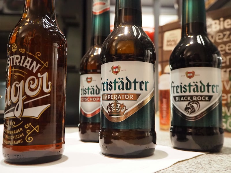 Im Überblick: Diese Biersorten bekommt Ihr beim "Bier-Pairing-Menü" im Brauhaus Freistadt zu kosten.