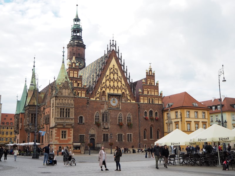 ... and beautiful walk through the historic old town of Wroclaw, here with a view of the city's truly magnificent Gothic town hall.